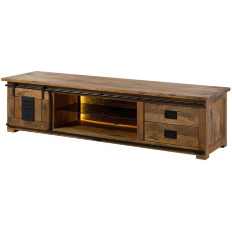 TV-Board Mango / Altholz 200x55x50 natur lackiert RAILWAY LUX 131