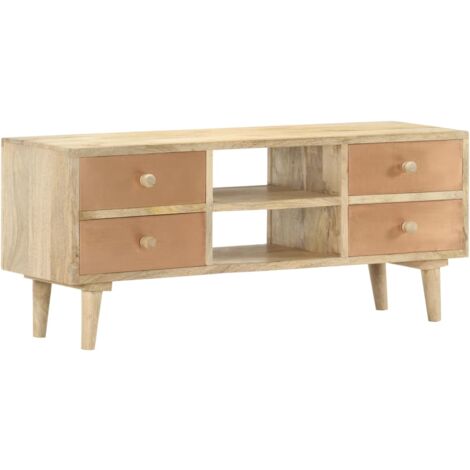 TV Cabinet 110x30x45 cm Solid Mango Wood vidaXL