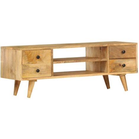 TV Cabinet 110x35x40 cm Solid Mango Wood vidaXL