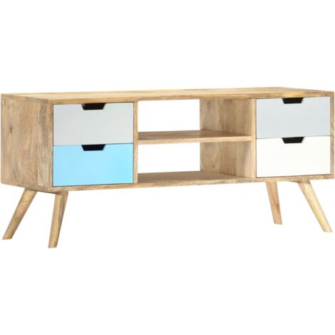 TV Cabinet 110x35x48 cm Solid Mango Wood vidaXL