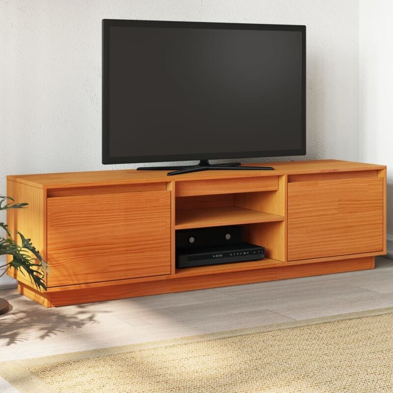 Tv Cabinet Wax Brown 140x35x40 Cm Solid Wood Pine Vidaxl