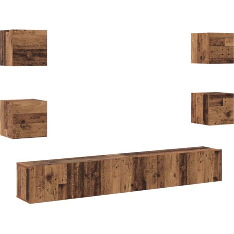 TV Cabinet 6 pcs Brown 200 x 30 x 30 cm Solid acacia wood vidaXL