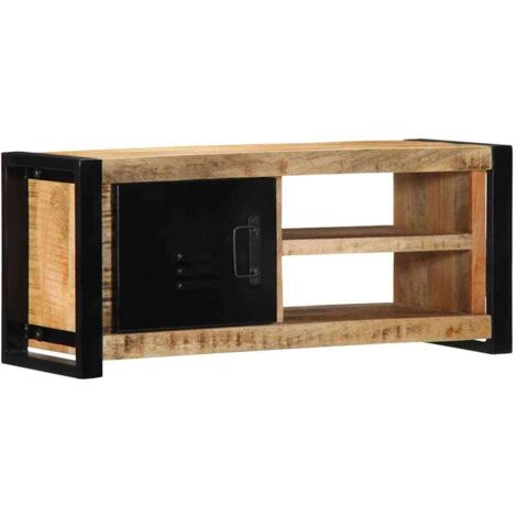TV Cabinet 80x30x35 cm Solid Rough Wood Mango vidaXL
