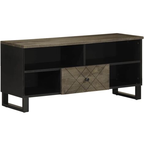 TV Cabinet Black 100x33x46 cm Solid Wood Mango vidaXL