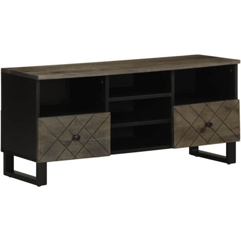 TV Cabinet Black 100x33x46 cm Solid Wood Mango vidaXL