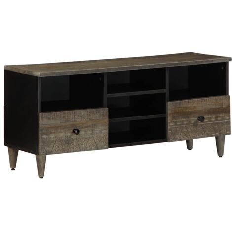 TV Cabinet Black 100x33x46 cm Solid Wood Mango vidaXL
