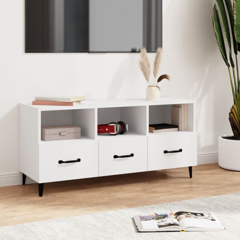Tv Cabinet White 102x35x50 Cm Engineered Wood Vidaxl