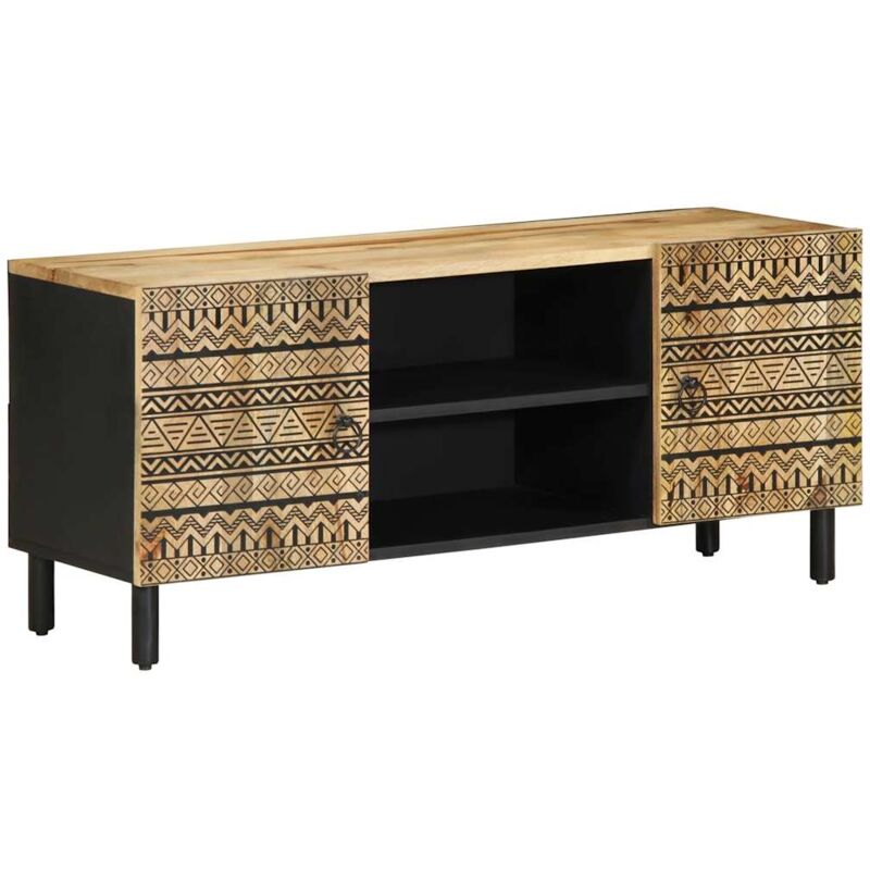 Vidaxl - Tv Cabinet Black 105x33.5x46 Cm Solid Rough Wood Mango