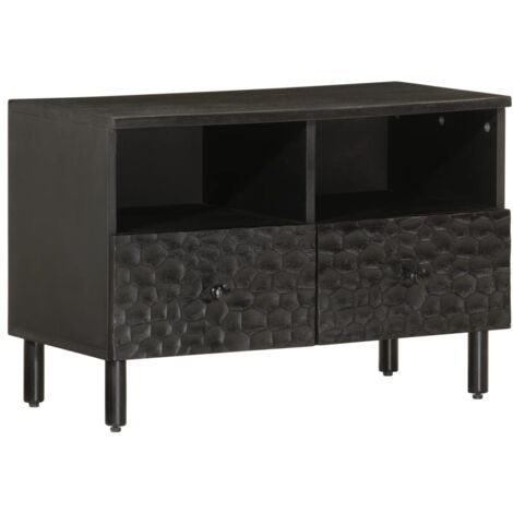 TV Cabinet Black 70x33x46 cm Solid Wood Mango vidaXL