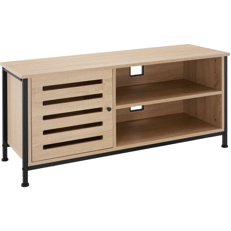 Tv cabinet Galway W110 x D41.5 x H50.5 cm with 3 sections - tv board, tv table, tv table - industrial wood light, oak Sonoma - industrial wood light,