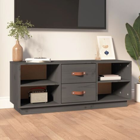 TV Cabinet Grey 100x34x40 cm Solid Wood Pine vidaXL