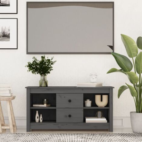 TV Cabinet Grey 103x36.5x52 cm Solid Wood Pine vidaXL