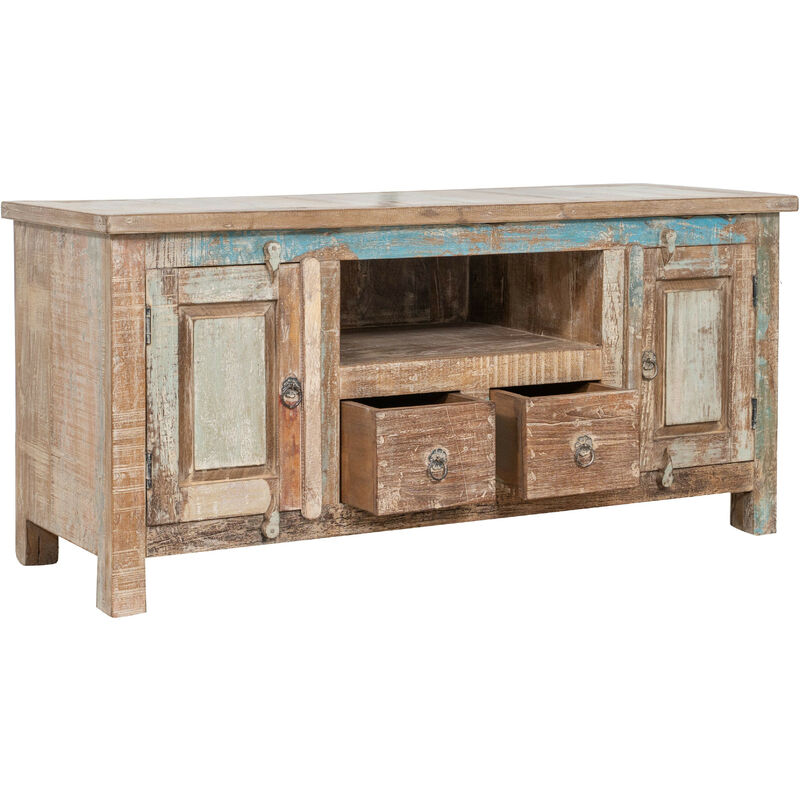 Biscottini - tv cabinet in solid recycled wood with antique finish