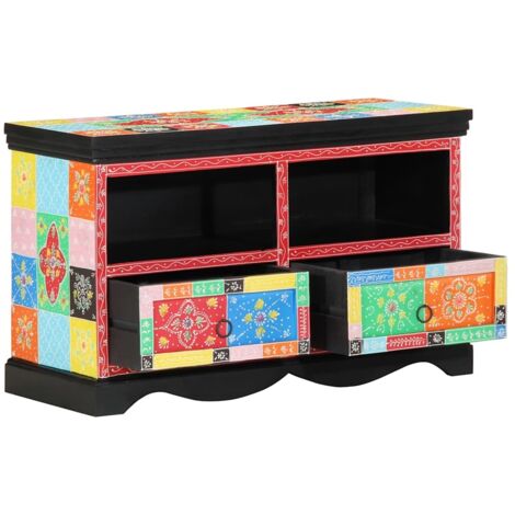 TV Cabinet Multicolour 80 x 35 x 50 cm Solid Mango wood vidaXL