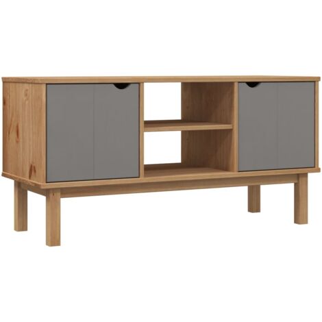 TV Cabinet OTTA Brown and Grey 113.5x43x57 cm Solid Wood Pine vidaXL