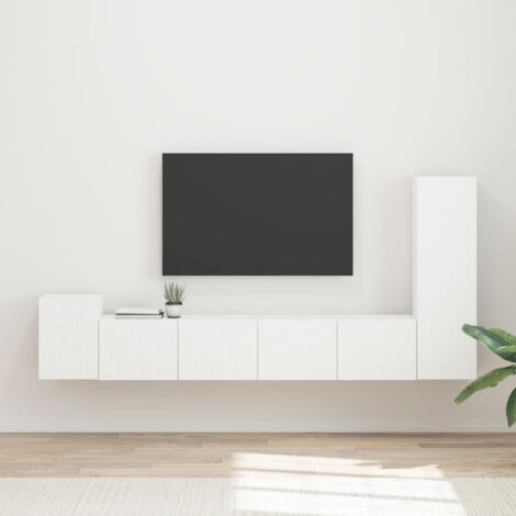 TV Cabinet Set Wall-mounted 3 pcs White Engineered Wood vidaXL
