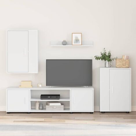 TV Cabinet Set Wall-mounted 4 pcs White Engineered wood vidaXL