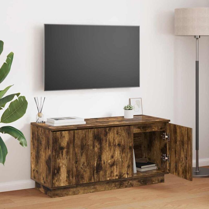 Vidaxl - Tv Cabinet With Led Smoked Oak 100 X 38 X 49 Cm Engineered Wood