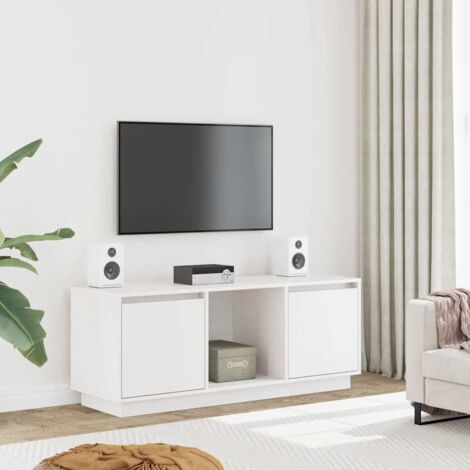 TV Cabinet White 110.5x35x44 cm Solid Wood Pine vidaXL