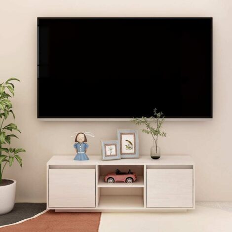 TV Cabinet White 110x30x40 cm Solid Pinewood vidaXL