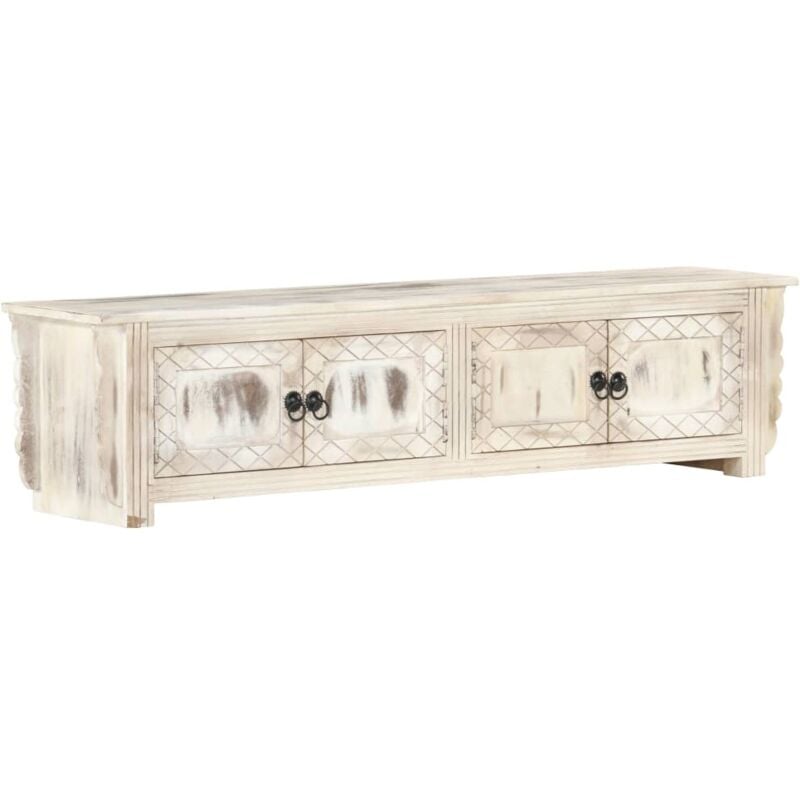 Tv Cabinet White 140x30x35 cm Solid Mango Wood Vidaxl