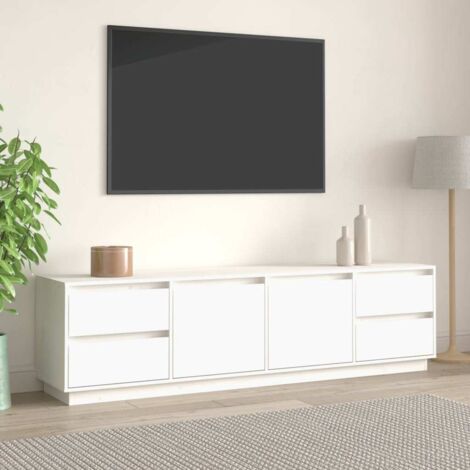 TV Cabinet White 176x37x47.5 cm Solid Wood Pine vidaXL
