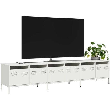 TV Cabinet White 202x39x43.5 cm Cold-rolled Steel vidaXL