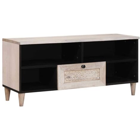 TV Cabinet with Drawer White 105 x 33 x 46 cm Solid mango wood vidaXL