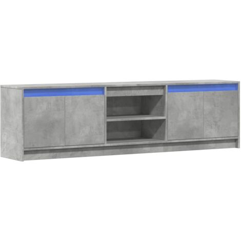 TV Cabinet with LED Concrete Grey 180x34x50 cm Engineered Wood vidaXL