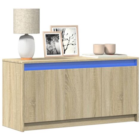 TV Cabinet with LED Sonoma Oak 100x34x50 cm Engineered Wood vidaXL