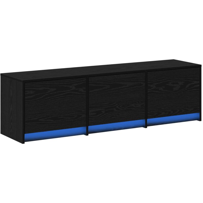 Tv Cabinet With Led Black Oak 140 X 34 X 40 Cm Engineered Wood Vidaxl