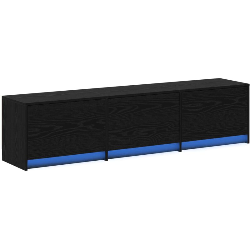 Tv Cabinet With Led Black Oak 165 X 34 X 40 Cm Engineered Wood Vidaxl