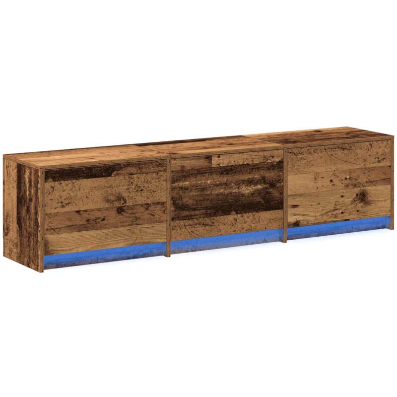 Tv Cabinet With Led Old Wood 165 X 34 X 40 Cm Engineered Wood Vidaxl