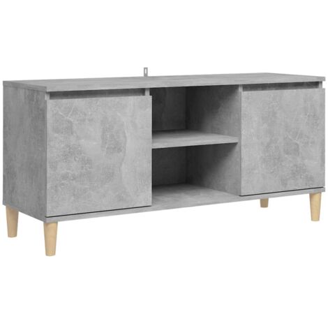 TV Cabinet with Solid Wood Legs Concrete Grey 103.5x35x50 cm vidaXL