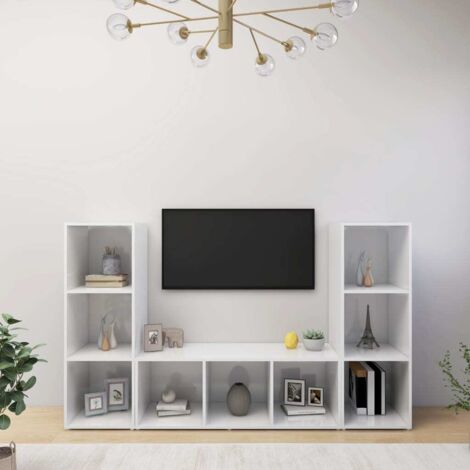 TV Cabinets 3 pcs White 107x35x37 cm Engineered Wood vidaXL