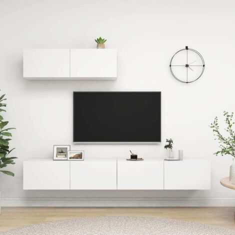 TV Cabinets 3 pcs White Engineered Wood vidaXL