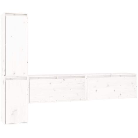 TV Cabinets 4 pcs White Solid Wood Pine vidaXL