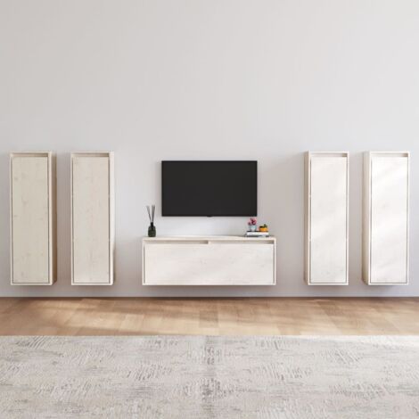 TV Cabinets 5 pcs White Solid Wood Pine vidaXL