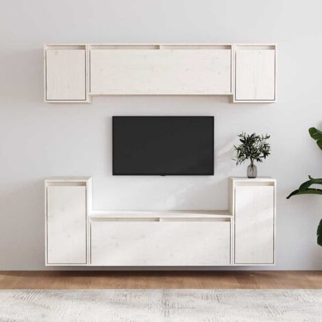 TV Cabinets 6 pcs White Solid Wood Pine vidaXL