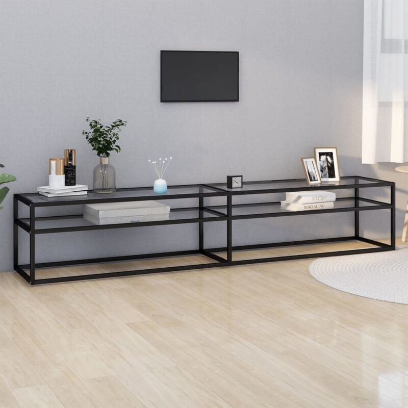 TV Cabinet，TV stand，TV Unit Transparent 220x40x40.5 cm Tempered Glass VSVS841103