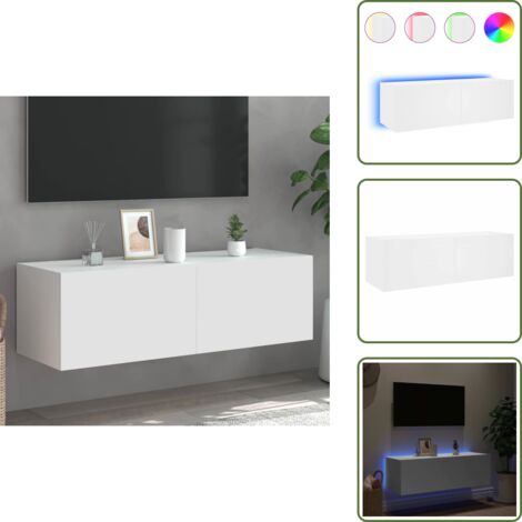 TV con luci LED - vidaXL Mobile TV a Parete con Luci LED Bianco 100x35x31 cm - TV con luci RGB