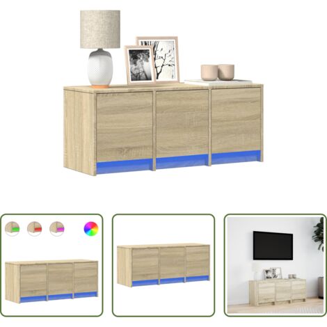 TV con luci RGB -  Mobile Porta TV con LED Rovere Sonoma 97x34x40 cm in Truciolato