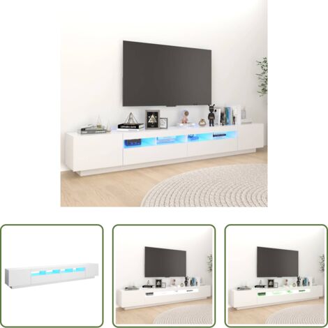 TV con luci RGB -  Mobile Porta TV con Luci LED Bianco 260x35x40 cm