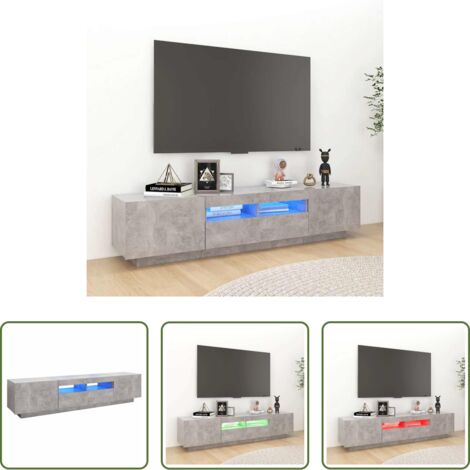 TV con luci RGB -  Mobile Porta TV con Luci LED Grigio Cemento 180x35x40 cm