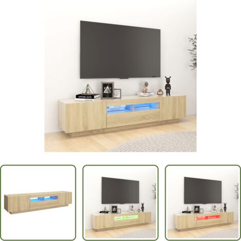 TV con luci RGB -  Mobile Porta TV con Luci LED Rovere Sonoma 180x35x40 cm
