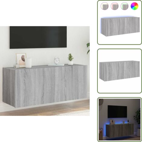 TV con luci RGB - vidaXL Mobile TV a Parete con Luci LED Grigio Sonoma 100x35x41 cm - Mobile TV