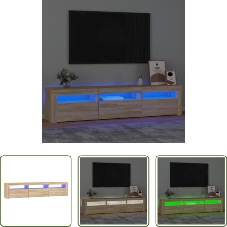 TV con supporto LED -  Mobile Porta TV con Luci LED Rovere Sonoma 180x35x40 cm