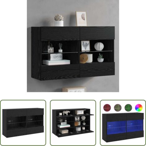 TV da parete -  Mobile TV da parete Rovere Nero 98,5 x 30 x 60,5 cm