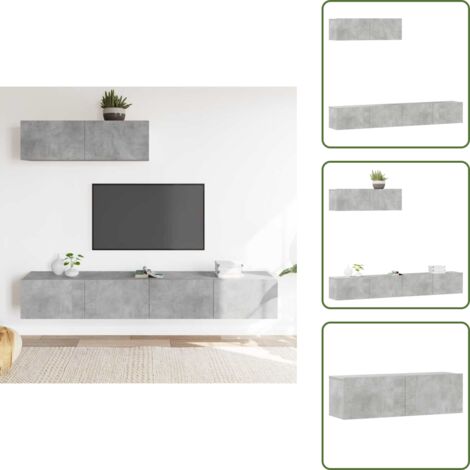 TV da parete - vidaXL Set di Mobili Porta TV 3 pz Grigio Cemento in Legno Multistrato - Mobili in legno multistrato