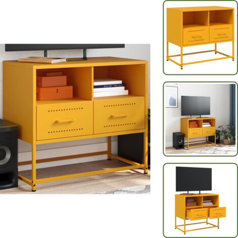TV da soggiorno - vidaXL Mobile TV Giallo Senape 68x39x60,5 cm in Acciaio - TV da camera da letto